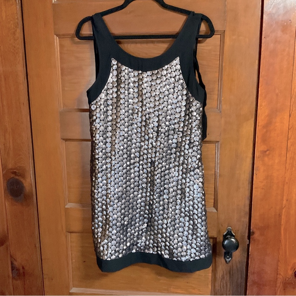 VICTORIA SECRET Black Sequin Sleeveless Dress Sheer Back Medium